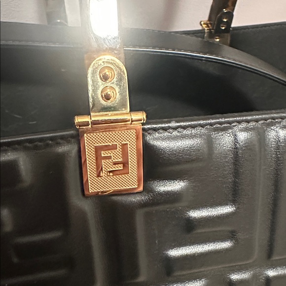 Fendi Black Embossed Bag with Gold Hardware - Picture 10 of 11